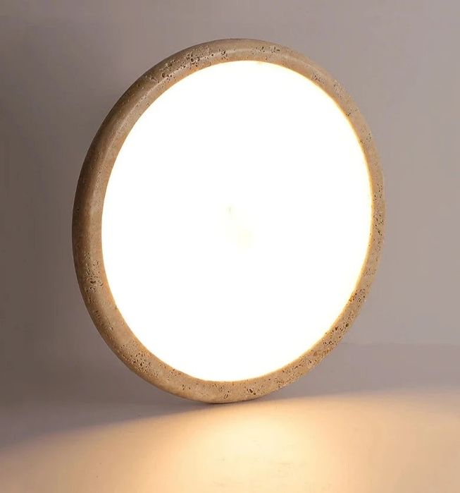 Led плафон за таван от естествен травентин 58 см 40 W с дистанционно