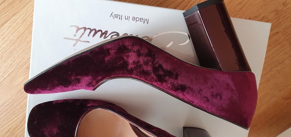 Pantofi velur bordo-ciclam marimea 38.