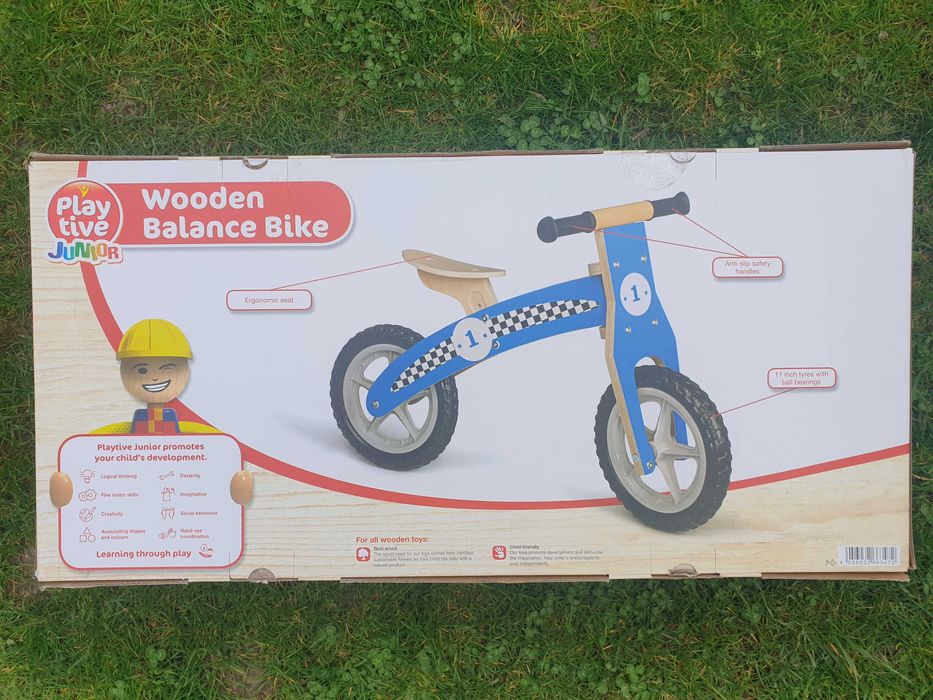 Bicicleta fara pedale din lemn, 2-4 ani