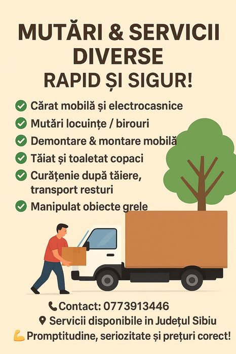 Mutări  & Servicii diverse curatenie și constructii