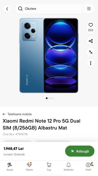 Xiaomi Redmi Note 12 Pro 5G / 128 GB + Accesorii