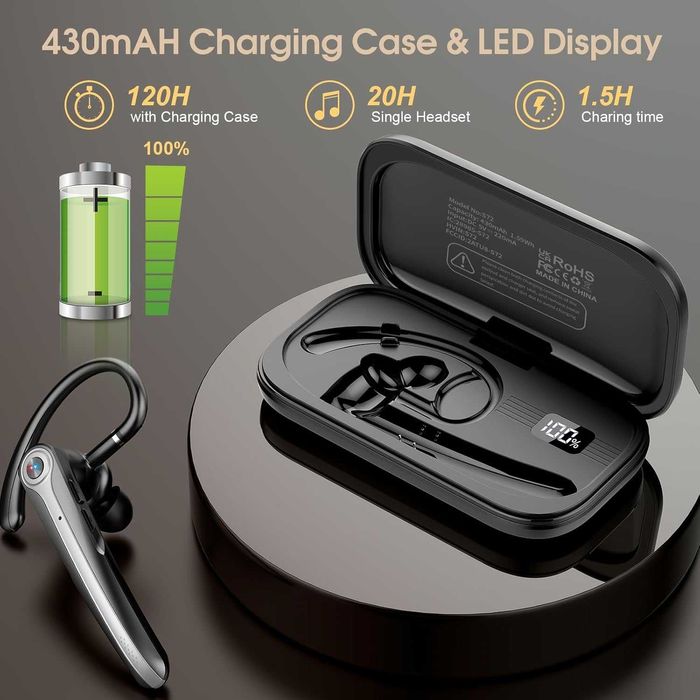 Професионална Bluetooth 5.4 Слушалка– 120ч. Батерия, ENC Шумопотискане