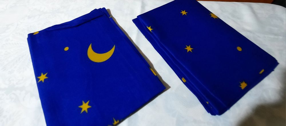 Albastru cu galben-Lenjerie pat dublu
