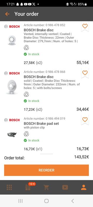 Discuri/placute de frana Bosch