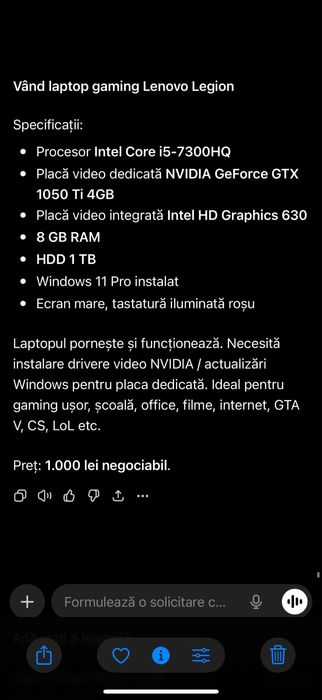 Laptop lenovo legion