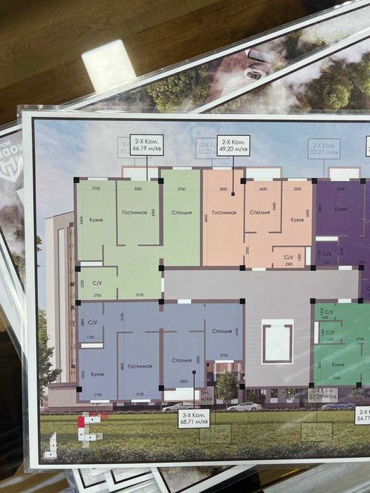 2 хона квартира 66 кв.м 3-этаж. Ремонтга тайёр. Яшнобод т, Муйнок-88