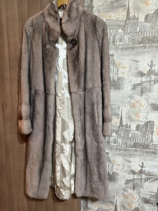 Норковая шуба бежевая