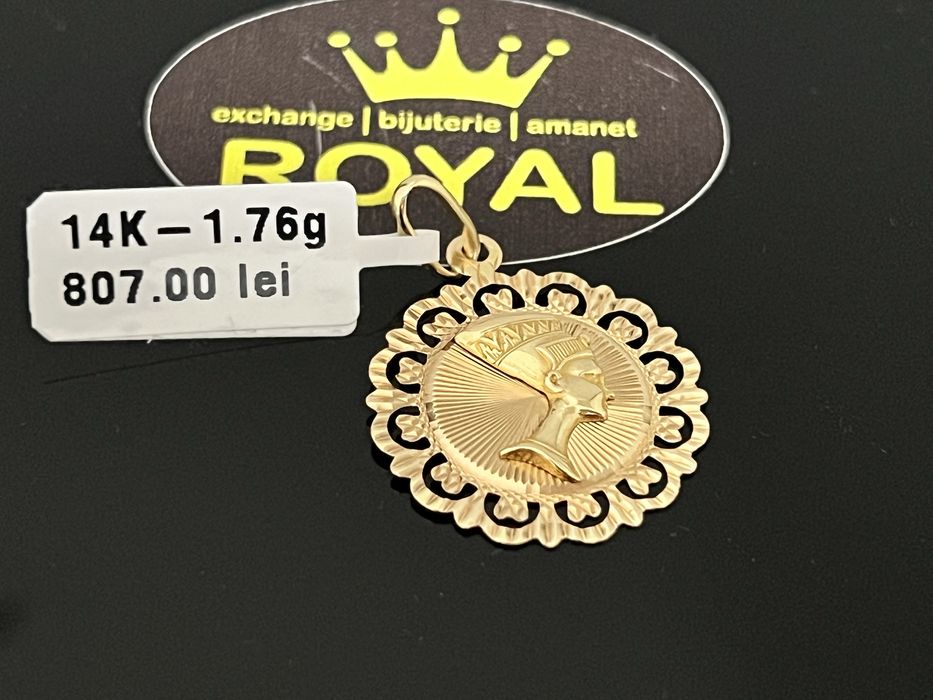 Bijuteria Royal CB : Pandantiv Nefertiti aur 14k 585  1,76 gr