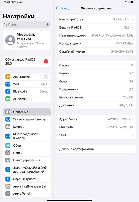 Apple iPad Pro 11" M4 256gb wi-fi