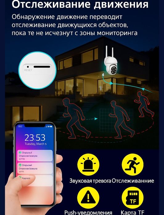 Камера видеонаблюдения для дома, уличная c WIFI 360° HD, автослеживаня
