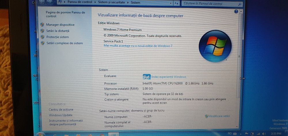 Laptop Acer Aspire One D270 + soft diagnoză auto (până în 2021)