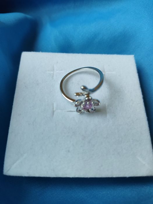 Сребърен регулируем пръстен цвете