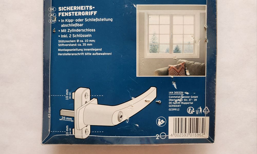 Maner din aluminiu cu cheie pentru geam termopan - SIGILAT