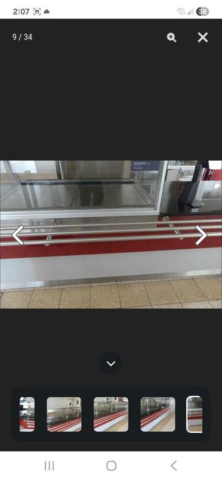 Linie autoservire profesională, cu vitrină frigorifică și zonă caldă