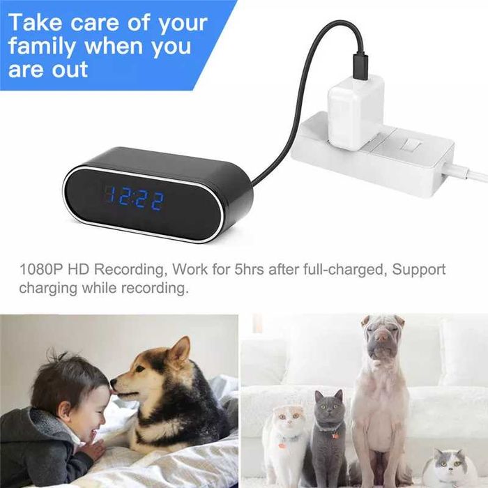 Скрита Камера LED Часовник Шпионска Мини Камера Таен Видеозапис Wi-Fi