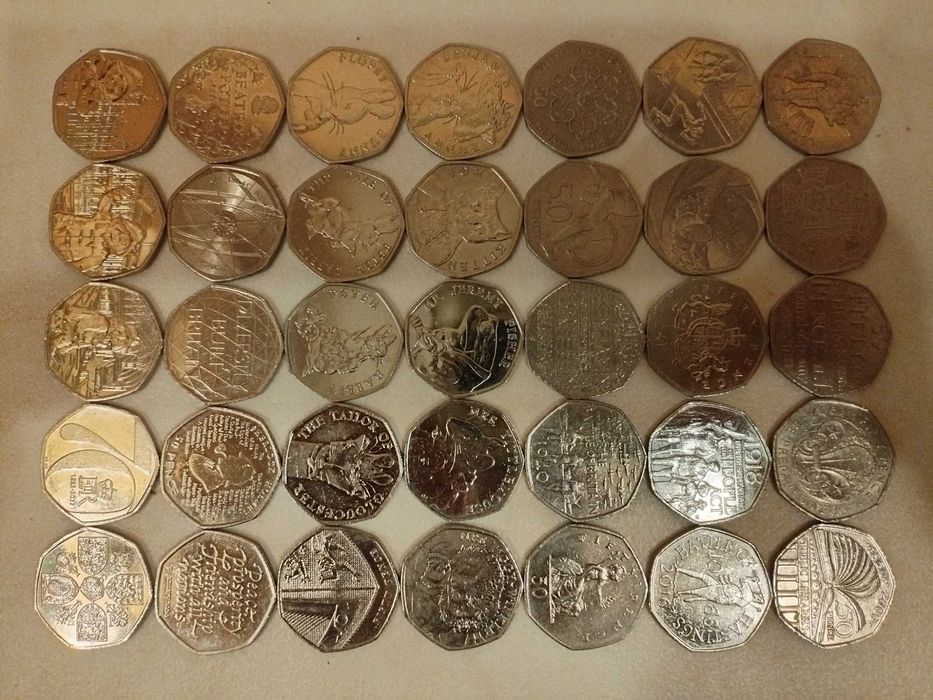 Английски Монети 50 Английски Пенса,Най-Редките, Юбилейни, Колекционерски, Скъпи Монети