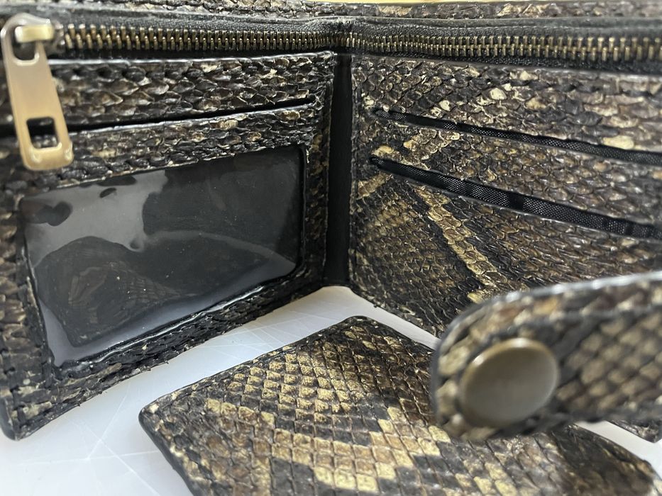 Портмоне бифолд из натуральной кожи питона, ручная работа.