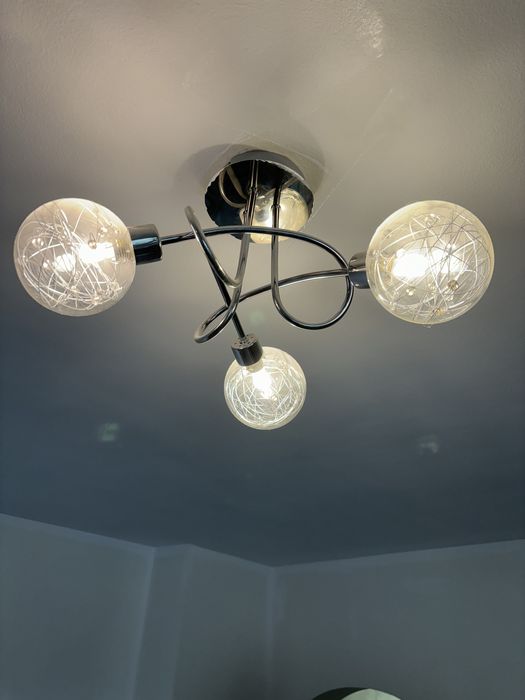 Лампа за всекидневна/Лампион Лед-инокс и стъкло 2бр.