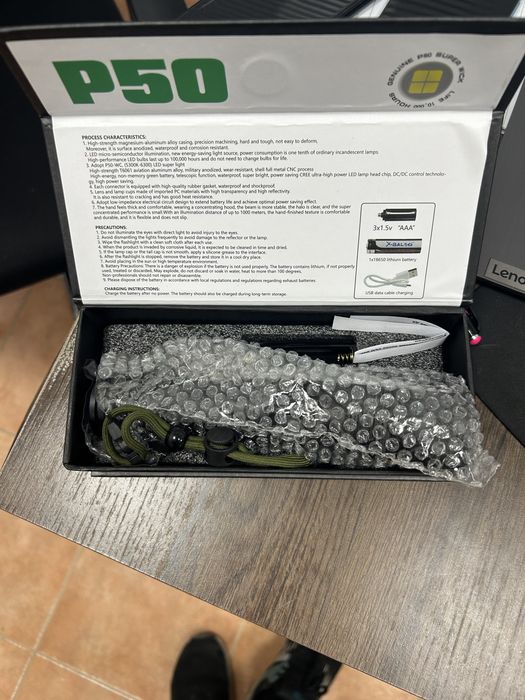 Фенер P50, LED, акумулаторна батерия 5 степени, 5W