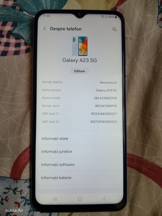 Samsung A23 5G 4/64gb dual sim liber de rețea, Android de 14,perfect functional bateria ține 4 zile