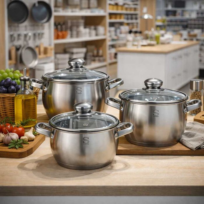 Комплект тенджери – 3 броя с 5-слойно капсуловано дъно