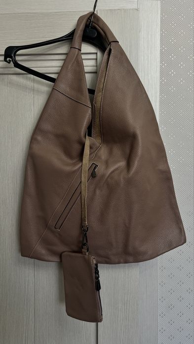 Сумка кожаная (цвет пудра)