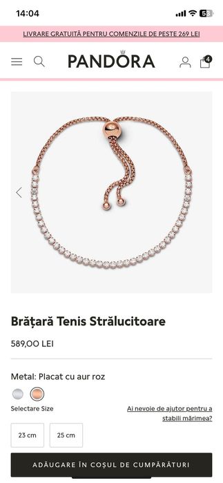 Pandora - bratara tenis, glisanta, NOUA