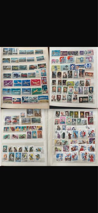 2 clasoare continand 817 timbre vechi