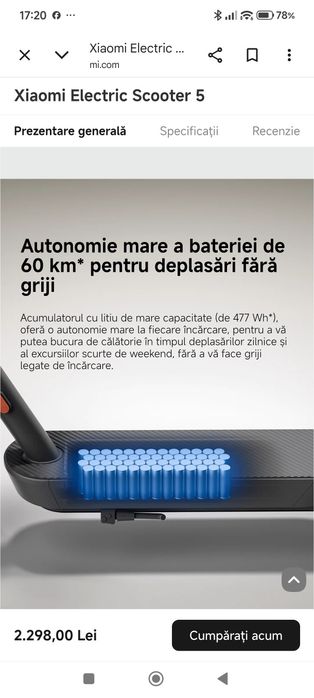 Trotineta     electrică Xiaomi scuter 5