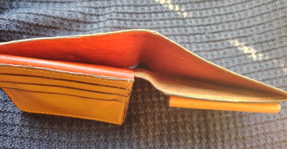 Мъжки портфейл естествена кожа ръчна изработка за  6 карти монетник