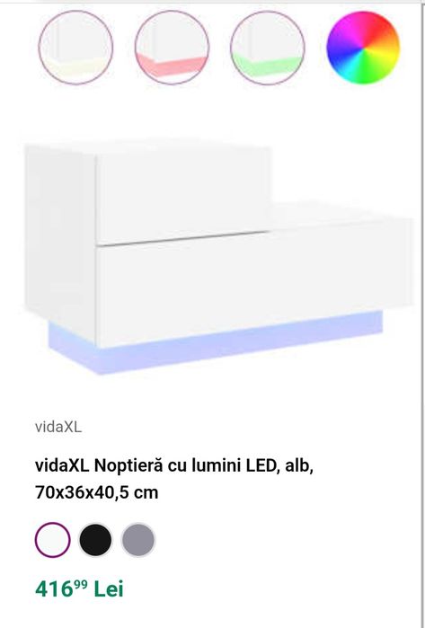 Vand noptiera noua, in cutie VidaXL
