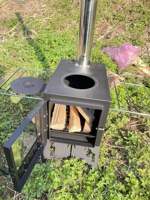 Туристическая походная печь с трубой и складными ножками модель ZM30