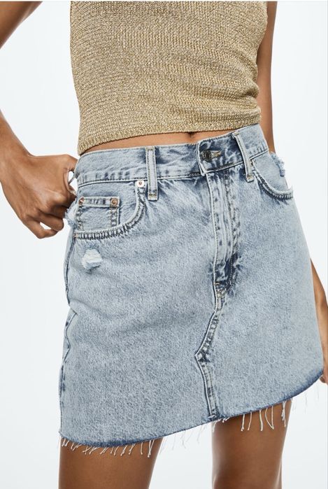 Fusta mini denim, Mango, XS