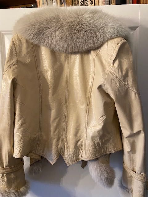 Jacheta de piele, TOSATO, cu guler de blana minunat