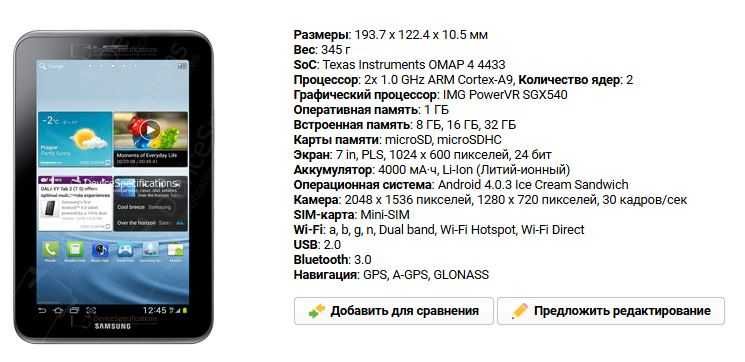 Мини планшет Samsung Galaxy Tab 2