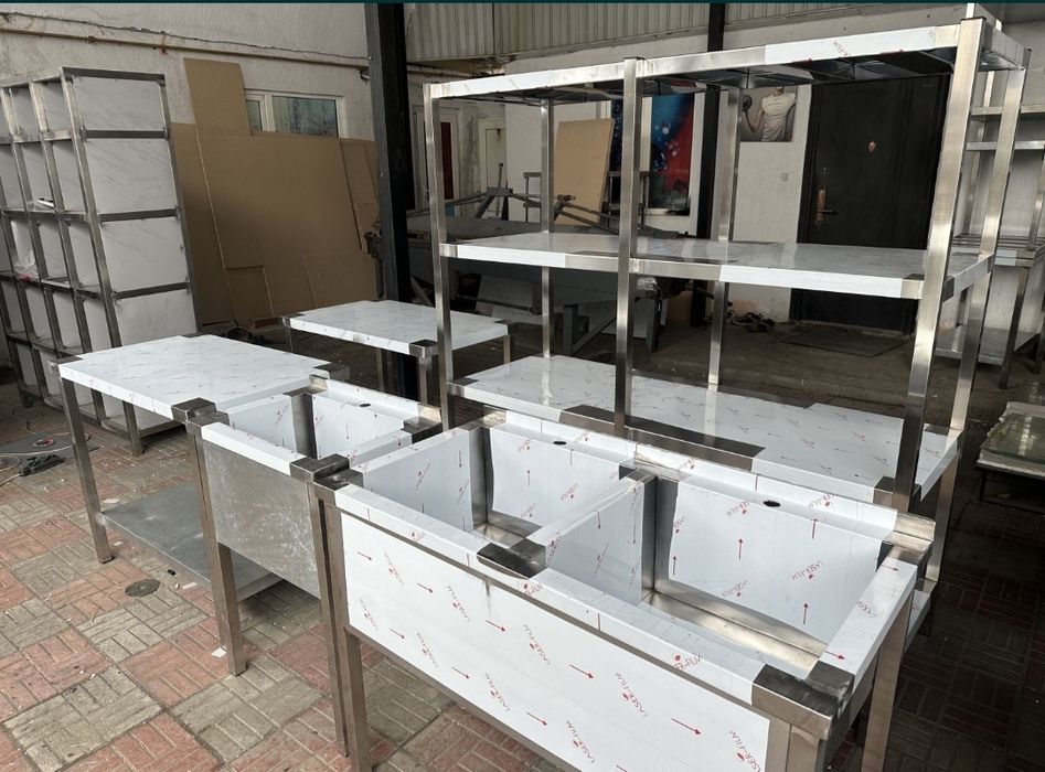 Стол мойка стеллажи линия раздачи