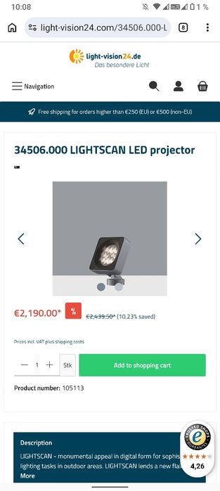 Proiector erco proiector led profesional clădiri monumente erco34506 lightscan