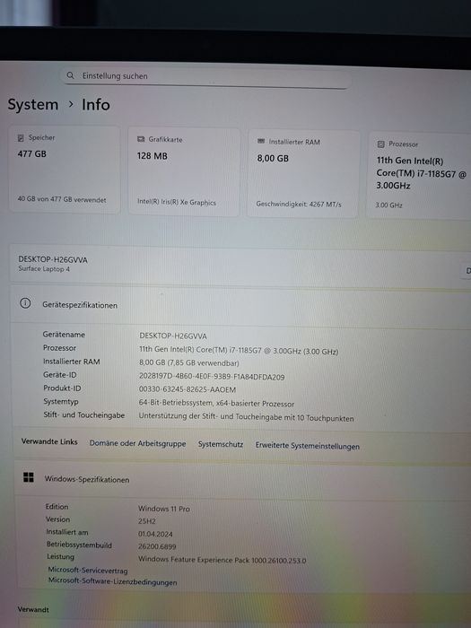 Laptop Microsoft surface 4 i7