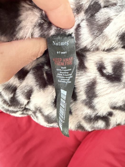 Jachetă pufoasă leopard Nutmeg 6-7 ani, foarte bună