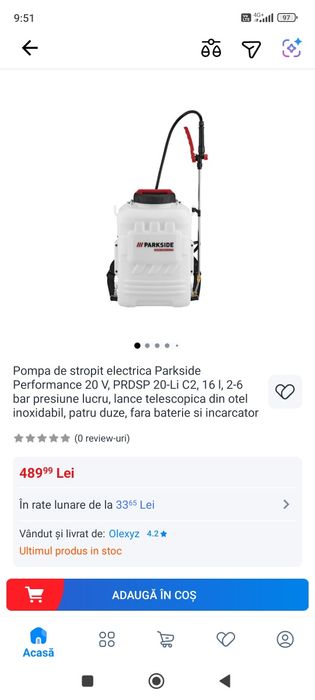 Vermorel cu acumulator Parkside Performance