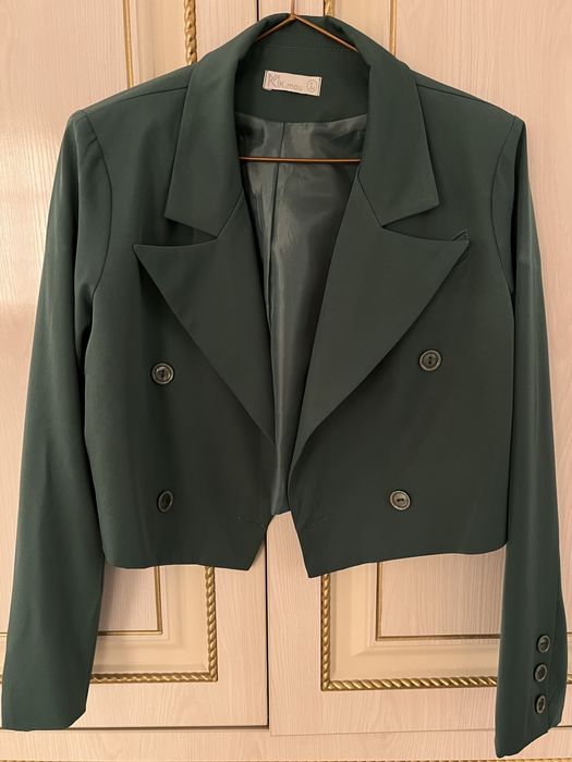 Женский костюм двойка , в темно-зеленом цвете