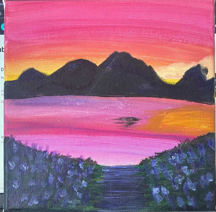 Tablou canvas peisaj 20x20 cm, acrilic