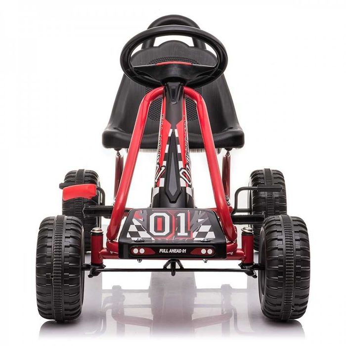 Kart cu Pedale ca NOU pentru Copii 3-6 Ani Racer Air, Scaun Reglabil 2 Pozitii, Frana Rotile din Spate, Schimbator cu Functie Free Wheel, Negru-Rosu