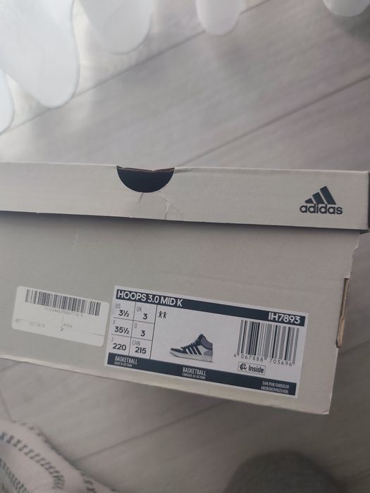 Pantofi sport mid-high din piele ecologica Hoops3.0, Alb, Negru stins,