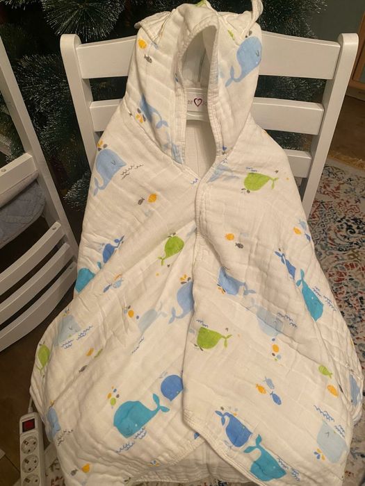 Муслиновые плед с капюшоном, новый