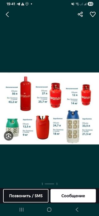 ПРОПАН газ балонлар