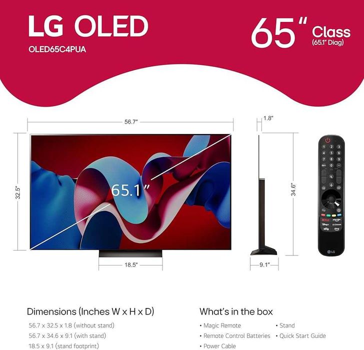Телевизор LG Smart OLED C4 4K 65'' LG OLED65C4 со склада доставка есть