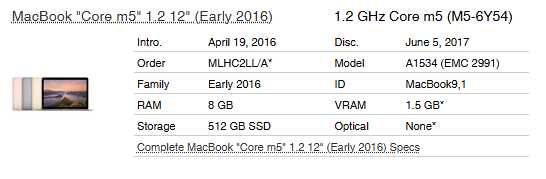 Лаптоп MacBook (A1534) Retina, 12-inch, Early 2016