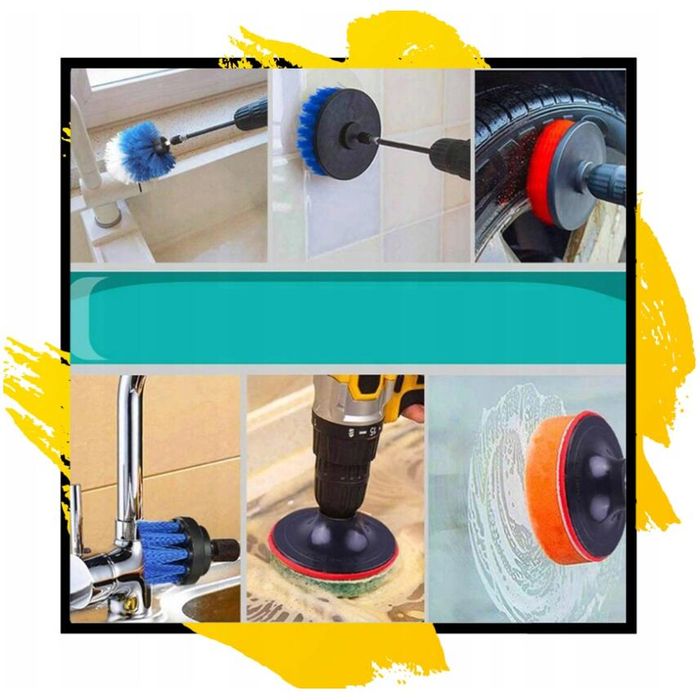 Set perii de curatare si discuri de lustruit pentru bormasina, 1/4" 23