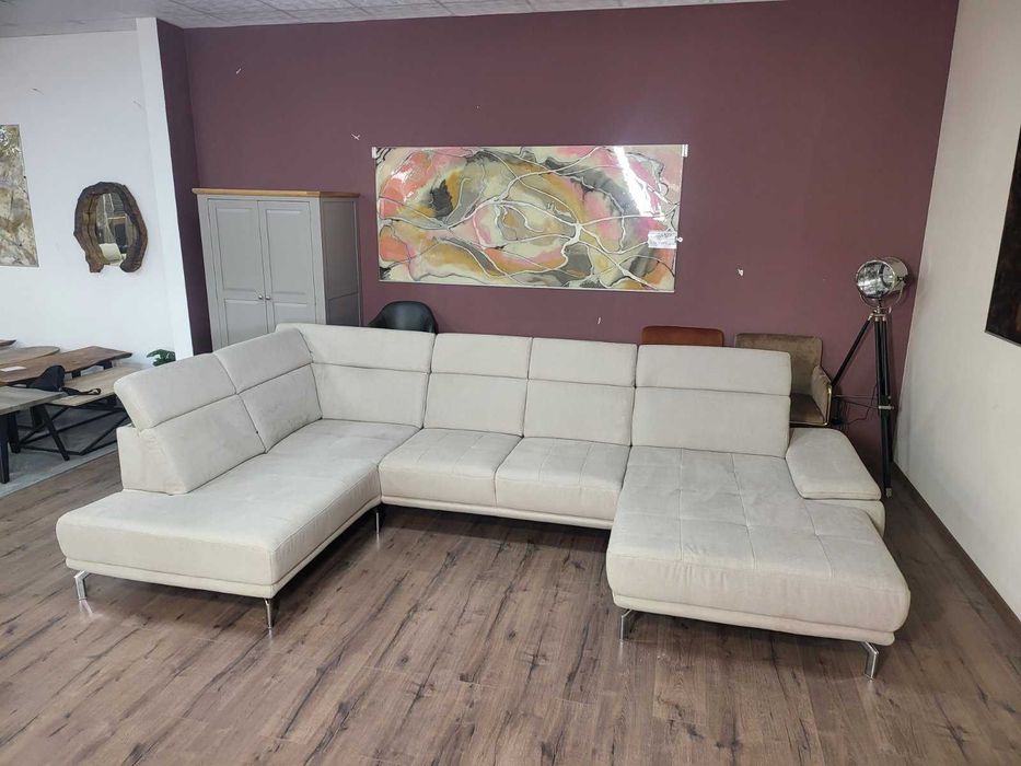 Бежов П - образен ъглов диван ZE-EM20021